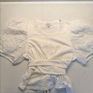 Current Air Cream Textured Puff Sleeve Blouse